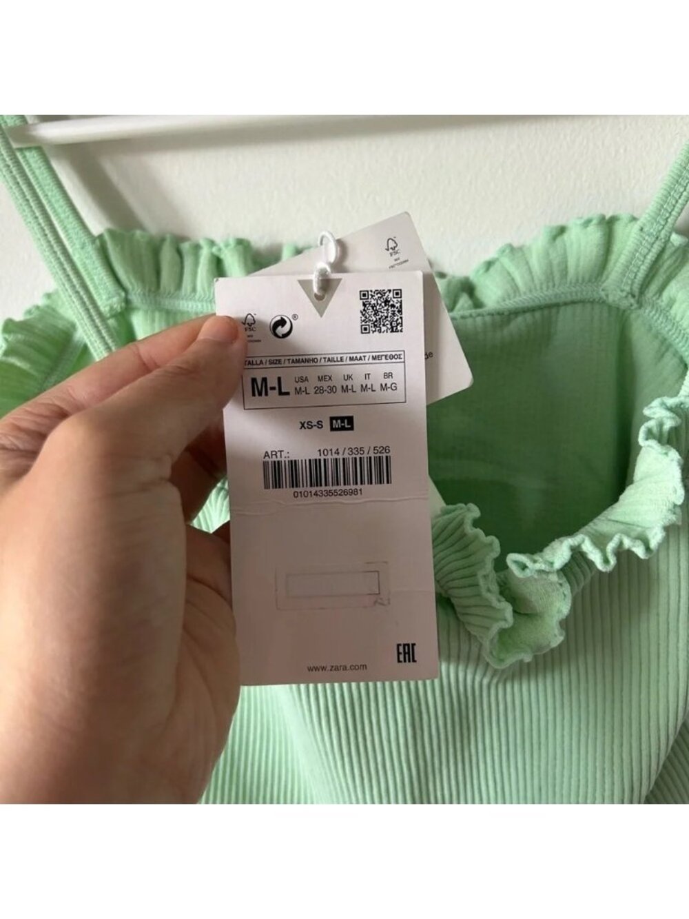 Zara Green Ruffled Tank Top - Picture 4 of 4